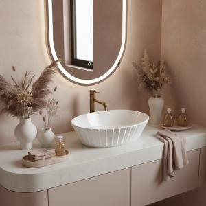Lavoar pe blat Marcela Samanta – design elegant cu caneluri sculpturale pentru baia ta | disponibil pe Deppo - Img 3