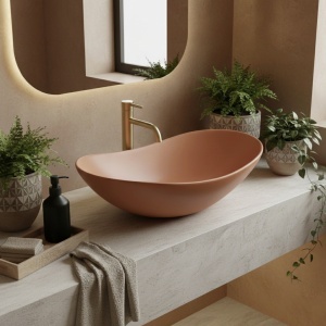 Lavoar pe blat Royal Cinnamon Matt – lavoar ceramic mat cu design elegant pentru baie | disponibil pe Deppo