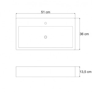 Lavoar pentru blat alb, QUADRO 51 cm, 61 cm - Img 4