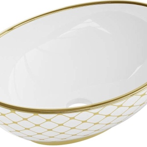 Lavoar pentru blat Elza 40 x 33 cm, Alb/auriu - Img 1