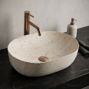 Lavoar pentru blat Rea Amelia Travertine Classic 48 - Img 4