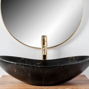Lavoar pentru blat Rea Royal 60 Black Marble Mat - Img 4