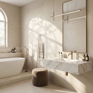 Lavoar suspendat REA Aresa Grey Gold 80 - Img 5