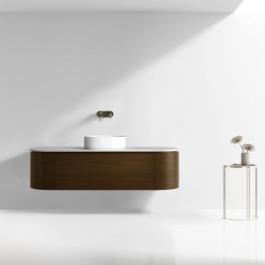 Mobilier lavoar suspendat cu blat alb VERRA nuc 120 Deppo - Img 2