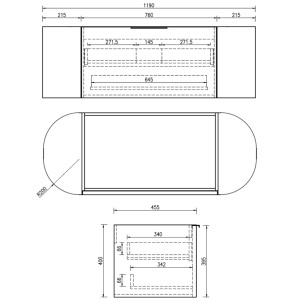 Mobilier lavoar suspendat VERNA 120 din lemn de nuc cu blat - Img 4
