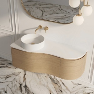 Mobilier lavoar suspendat VIENNA cu blat 120 cm stejar - Img 5