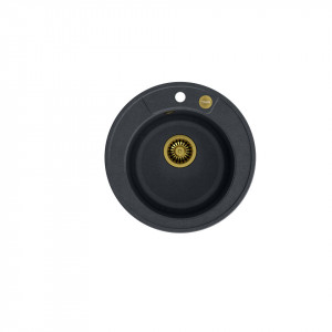 MORGAN 210 + chiuvetă cu 1 vas din nano PVD + sifon / diamant negru / elemente aurii