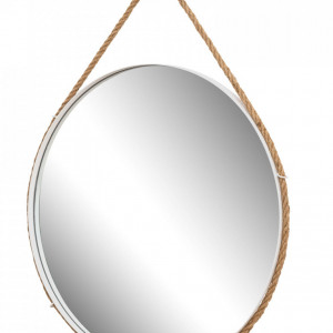 Oglinda rotunda 60 CM alb LOFT cu franghie - Img 2
