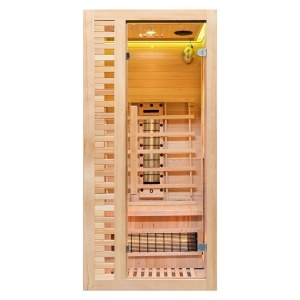 Saună cu infraroșu C1ST 90×90 cm cu piatră de sare, turmalină, LED și Bluetooth – saună uscată 1 persoană | Deppo - Img 2