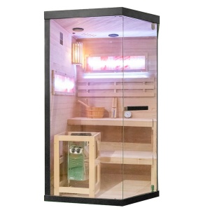 Sauna finlandeza cu temperatura inalta si soba Harvia 3.5kW pentru 1-2 persoane Lark 120 x 120 cm - Img 8