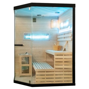 Sauna finlandeza cu temperatura inalta si soba Harvia 6kW pentru 4-5 persoane Lark 150 x 150 cm - Img 6