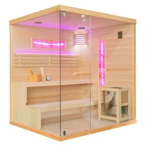 Sauna finlandeza cu temperatura inalta si soba Harvia 8kW pentru 4 persoane EP4S dreapta 180 x 160 cm - Img 5