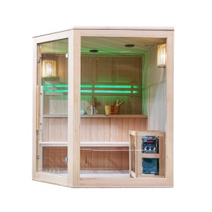 Sauna finlandeza cu temperatura inalta si soba Harvia 8kW pentru 5-6 persoane Bodo 180 x 180 cm - Img 11