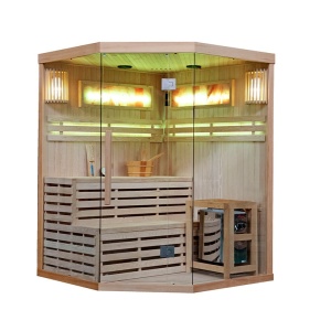 Saună finlandeză KEMI4 150×150 cm cu sobă HARVIA 6 kW – 4-5 persoane, saună tradițională, Hemlock, cromoterapie, Bluetooth | Deppo - Img 4