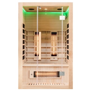 Saună uscată cu infraroșu ALTA2 120×105 cm – 2-3 persoane, Hemlock, 230V, cromoterapie, Bluetooth | Deppo - Img 2