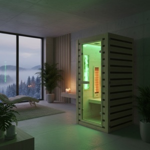 Saună uscată Infrared pentru acasă TROMSO1 90×90 cm – 1 persoană, 230V, Hemlock premium | Deppo - Img 8