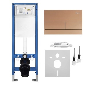 Set Cadru Îngropat Slim 024N pentru WC cu Buton T Brush Copper