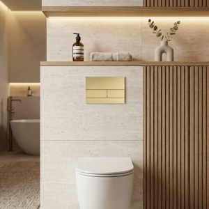 Set Cadru Îngropat Slim 024N pentru WC cu Buton T Brush Gold - Img 6