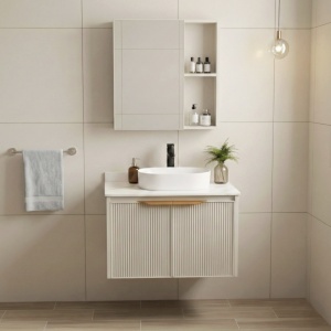 Set de mobilier de baie cu blat Marti 60cm Beige