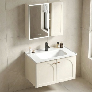 Set mobilier de baie cu lavoar Denver 60cm Creme - Img 6