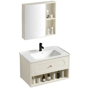 Set mobilier de baie cu lavoar River 60cm Creme - Img 2