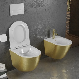Set vas WC + Bideu FLSK White/Gold brushed - Img 2