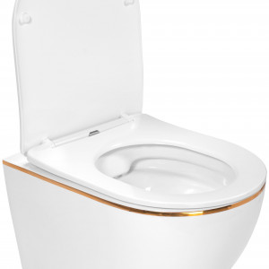Set vas WC CARLO Mini Flat + bideu Mini White Gold edge - Img 6