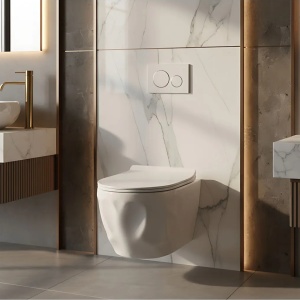 Vas de WC suspendat cu capac Gustavo Rimless alb lucios - Img 9