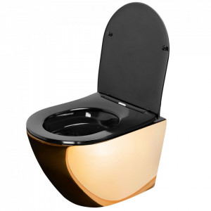 Vas WC suspendabil Carlo Mini Flat Gold/Black - Img 2