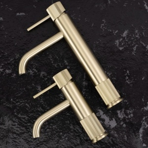 Baterie baie Lungo Stripe Brush Gold – baterie înaltă pentru lavoar cu finisaj auriu periat | disponibilă pe Deppo - Img 3