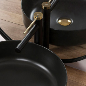 Baterie pentru lavoar Rea Grip Black Gold inalt - Img 8