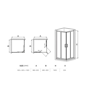Cabină de duș culisantă, FMR05, sticlă securizată gri mat 5 mm, cadru aluminiu cromat - Img 2