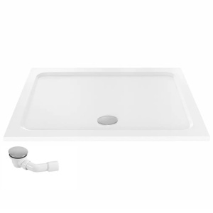 Cadita de dus dreptunghiulara slim din acril Belmond White 100 x 80 cm alba - Img 3