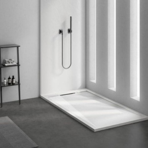 Cădiță de duș STONE 140×80 cm – Marmură Turnată, Alb Mat - Img 2