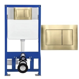 Cadru cu rezervor incastrat, latime de 50 cm, capacitate 3/8 litri, clapeta de actionare din aluminiu auriu mat