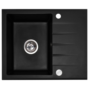 Chiuveta Bucatarie REA NORTH BLACK, Dimensiuni 48.5 x 59.5 x 18 cm, 1 Cuva, Picurator Reversibil, Incastrabila, Forma Dreptunghiulara, Negru