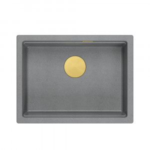 Chiuveta compozit incastrata Quadron Logan 100 gri - auriu 59.5x45.1 cm - Img 2