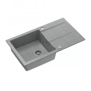 Chiuveta compozit incastrata Quadron Pop Christian 111 gri piatra 78x45 cm - Img 3