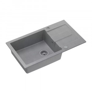 Chiuveta compozit incastrata Quadron Pop Christian 136 XL gri piatra 78x45 cm - Img 1