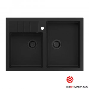 Chiuveta compozit incastrata Quadron Unique Bill 120 negru carbon 90x62 cm - Img 4