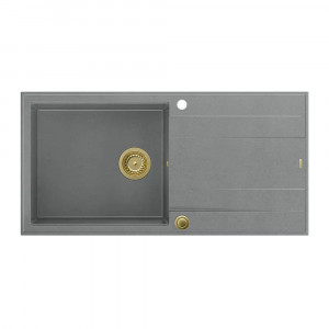 Chiuveta compozit incastrata Quadron Unique Evan 146 XL gri - auriu 100x50 cm - Img 2