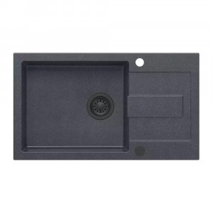 Chiuveta compozit incastrata Quadron Unique Evan 146 XL gri - inox 100x50 cm - Img 4