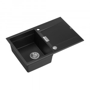 Chiuveta compozit incastrata Quadron Unique Oven negru carbon - inox 76x50 cm - Img 3