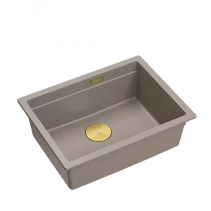 Chiuveta compozit sub blat Quadron Logan 100 bej - auriu 59.5x45.1 cm - Img 1