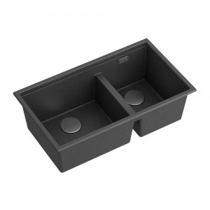 Chiuveta compozit sub blat Quadron Unique Clark negru - inox 84x49 cm - Img 2