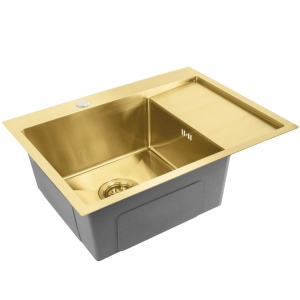 Chiuveta de bucatarie FIN , Model Modern 620x480mm , Culoare Brush Gold - Img 3