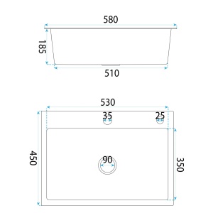 Chiuveta de bucatarie LIAM, Model Modern 580x450mm, Culoare Black - Img 3