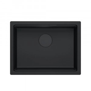 Chiuvetă LOGAN 100 GraniteQ carbon pur 56×45×21,5 cm, 1 vas, suspendată cu sifon manual carbon pur - Img 3