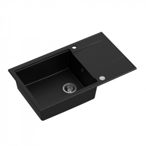 EVAN 136 XL Chiuvetă încastrată cu 1 vas cu scurgere + sifon economisește spațiu / carbon pur / elemente din oțel - Img 2