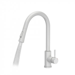 Julia Steinsteel Pull Out + Stream Change robinet mixer FOARTE ALB MAT - Img 3